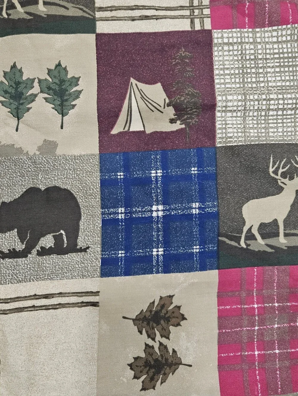 VTG Kimlor Mills Rustic Cabin Lodge Pillow Shams Woods Deer Bear Plaid Trees